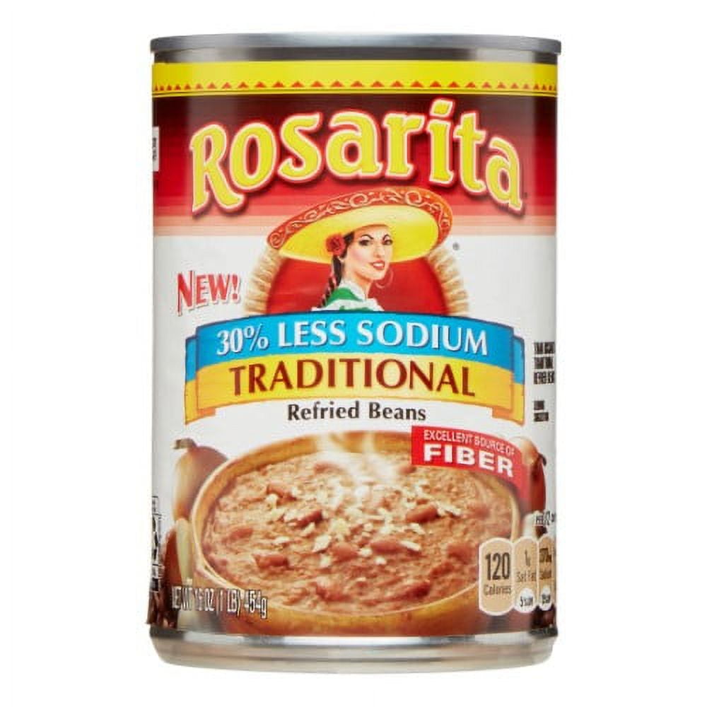 Rosarita Low Sodium Refried Beans 16 Oz (Pack of 4)