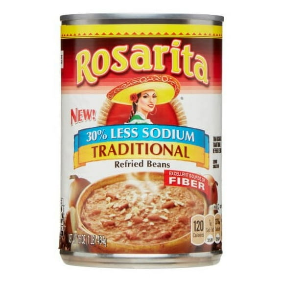 Rosarita Low Sodium Refried Beans 16 Oz (Pack of 8)