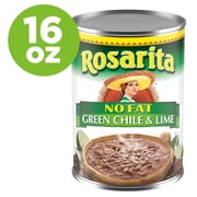 Rosarita No Fat Refried Beans with Green Chile and Lime, Canned Beans, 16 oz.