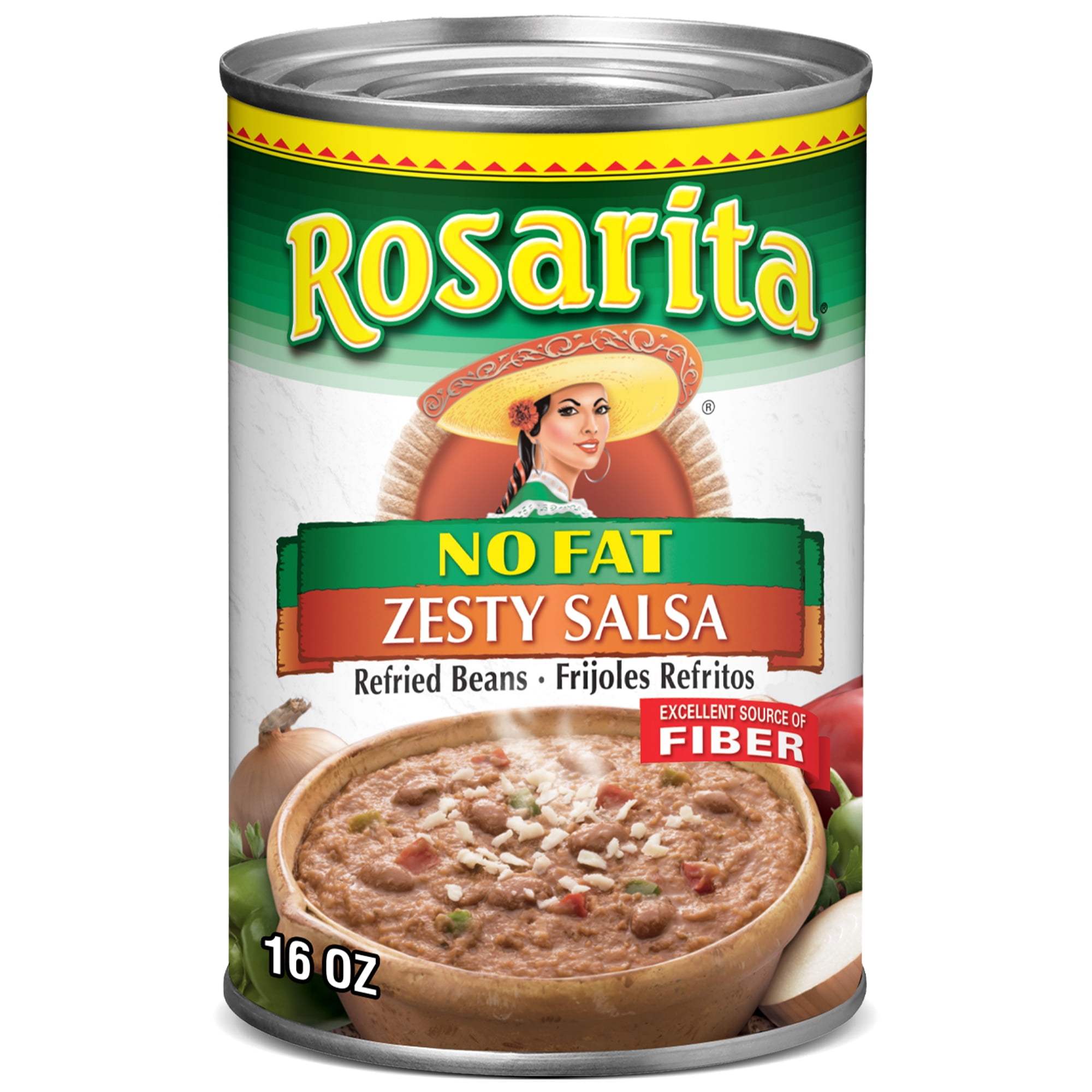 Rosarita No Fat Refried Beans with Zesty Salsa, 16 oz
