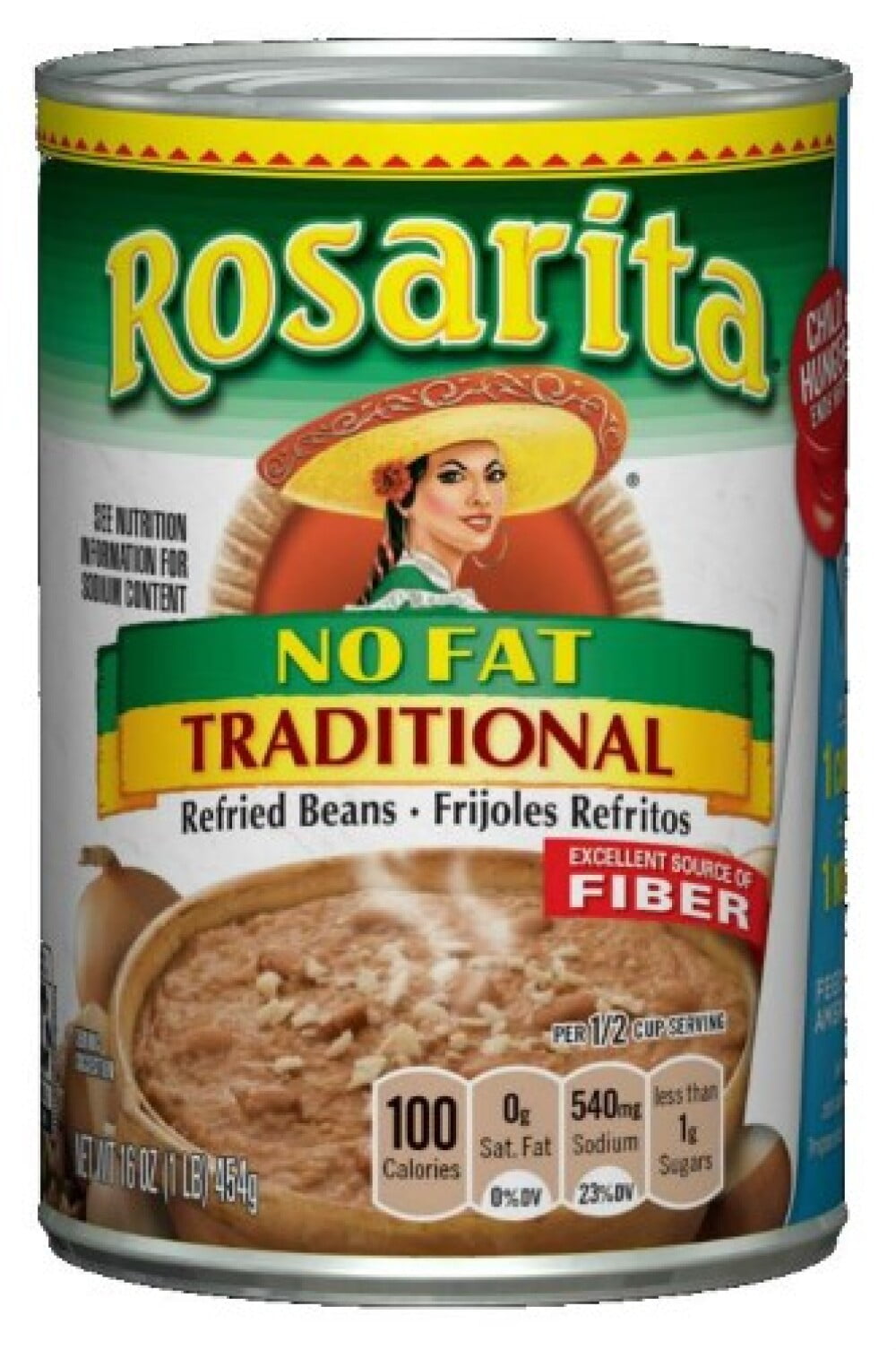 Rosarita Refried Beans, Traditional, No Fat, 16oz (Pack of 2)