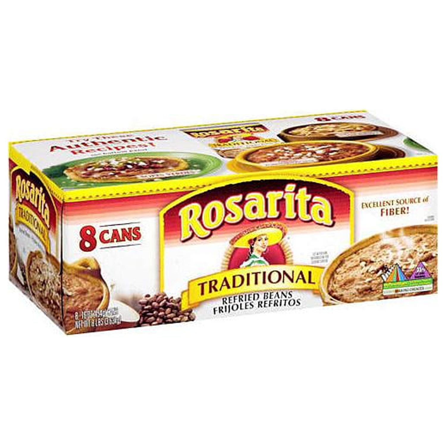Rosarita Traditional Refried Beans 16 oz. 8 count.