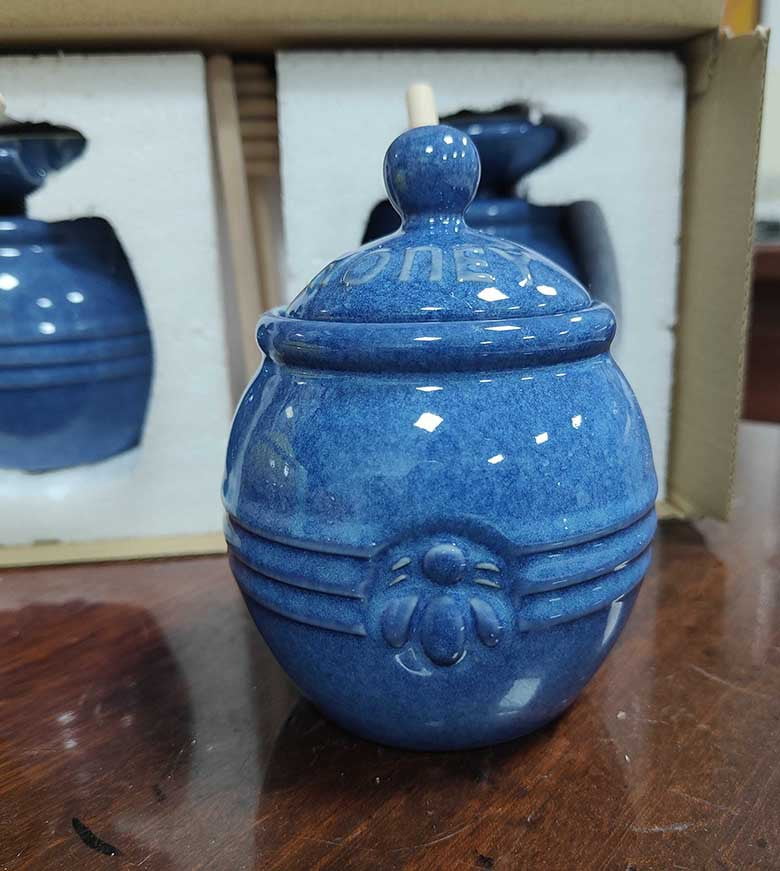 Rosarivae 1 set of Honey Jar with Dipper Ceramic Honey Dispenser Honey Container Syrup Jar