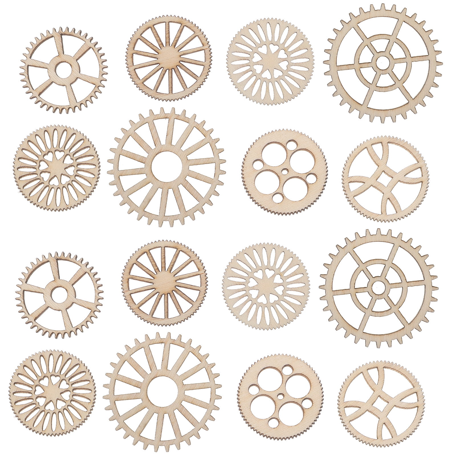 Rosarivae 100pcs Wooden Gear Cutouts Mini Hanging Wooden Gear Pendants ...