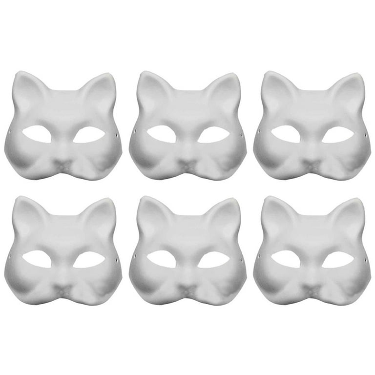 Rosarivae 6pcs Unfinished Cat Cosplay Masks Cartoon Paper Mask