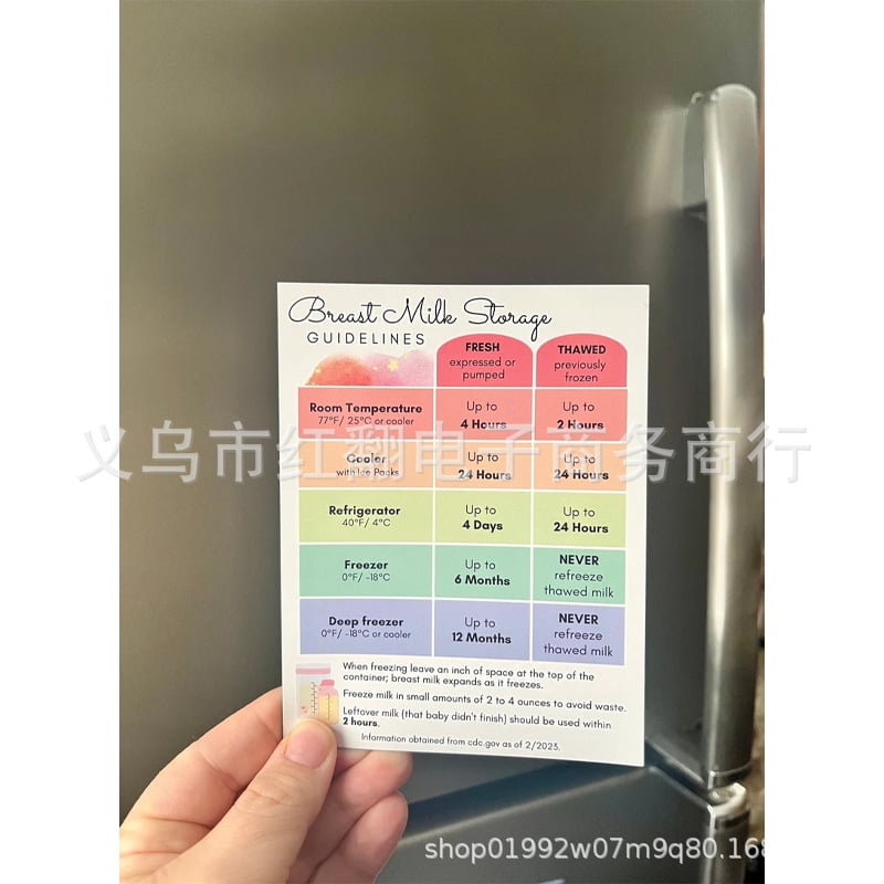 Rosarivae Breastmilk Fridge Storage Guide Card Breastmilk Freezer