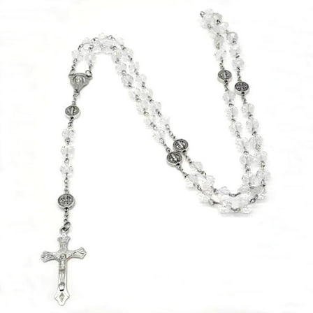 Rosary Beads Catholic Necklace for Women Men Crucifix Charm Long Chain Christian Amulet Necklace Religious Jewelry