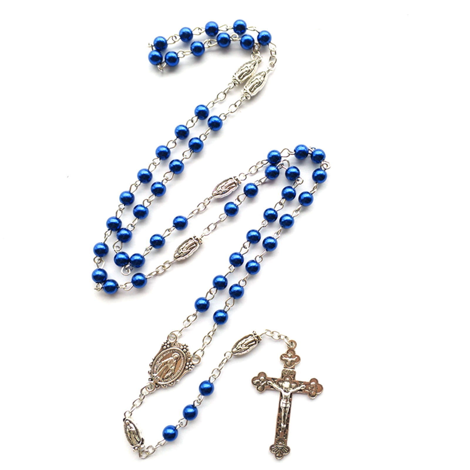 Rosary Beads Necklace with Crucifix and Jesus Medal Catholic