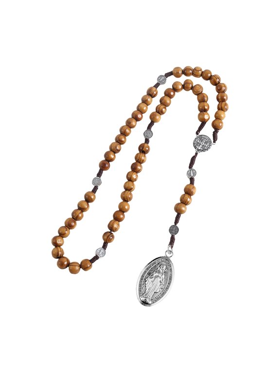 Rosary Braided Beads Necklace with Pardon Crucifix Medals for Catholic Christians Prayer Chain Religious Communion