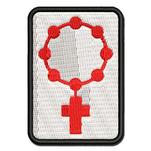 Rosary Catholic Symbol Applique Multi-Color Embroidered Iron-On Patch - 2.0 Inch Mini