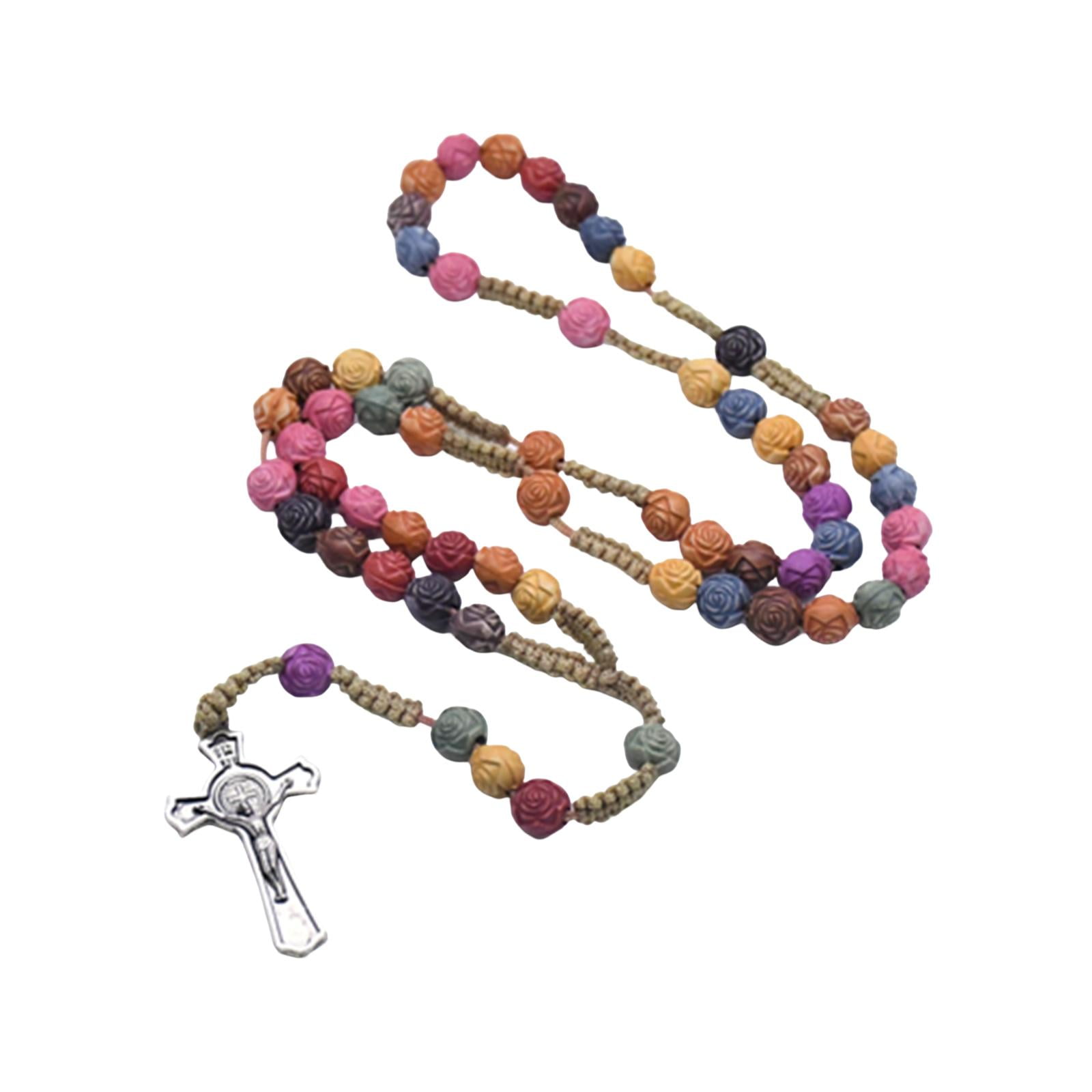 Rosary Cross Necklace Crucifix Cross Catholic Rosaries for Men Women Prayers