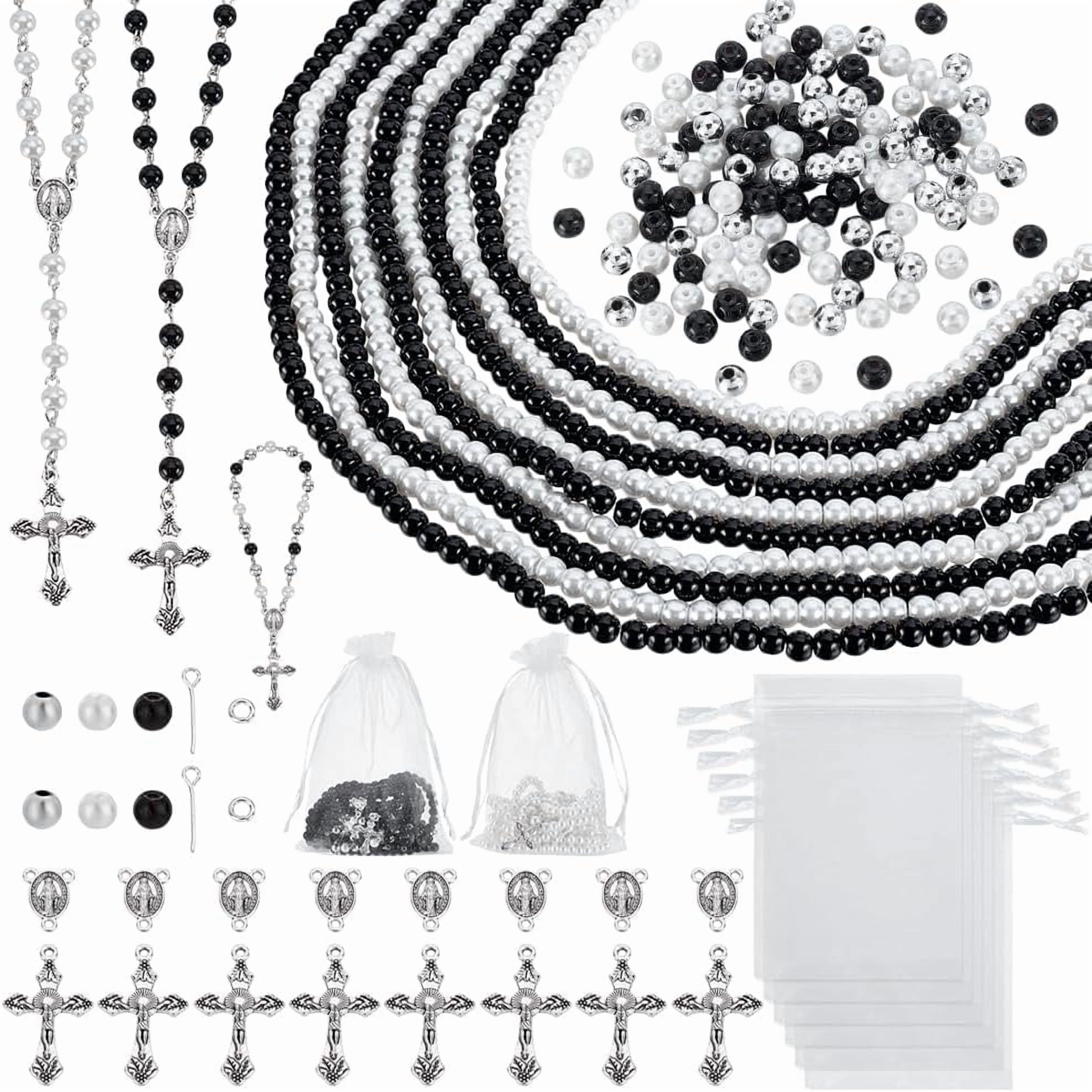 Rosary Jewelry Making Kit 1838Pcs Easter Bead Jewelry Making Kit Beads Kit with Glass Prayer Bead Charms Jump Rings Organza Bags for DIY Easter Jewelry Necklaces Bracelets Colorful