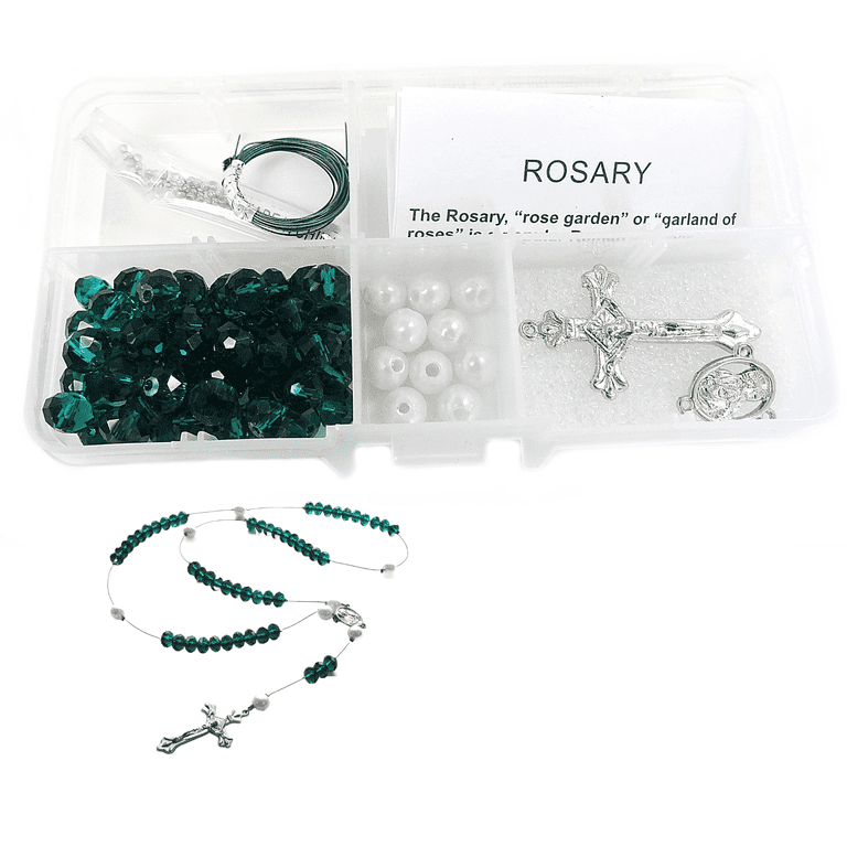 Rosary Kit, Emerald Green Catholic Prayer Beading Kit, First