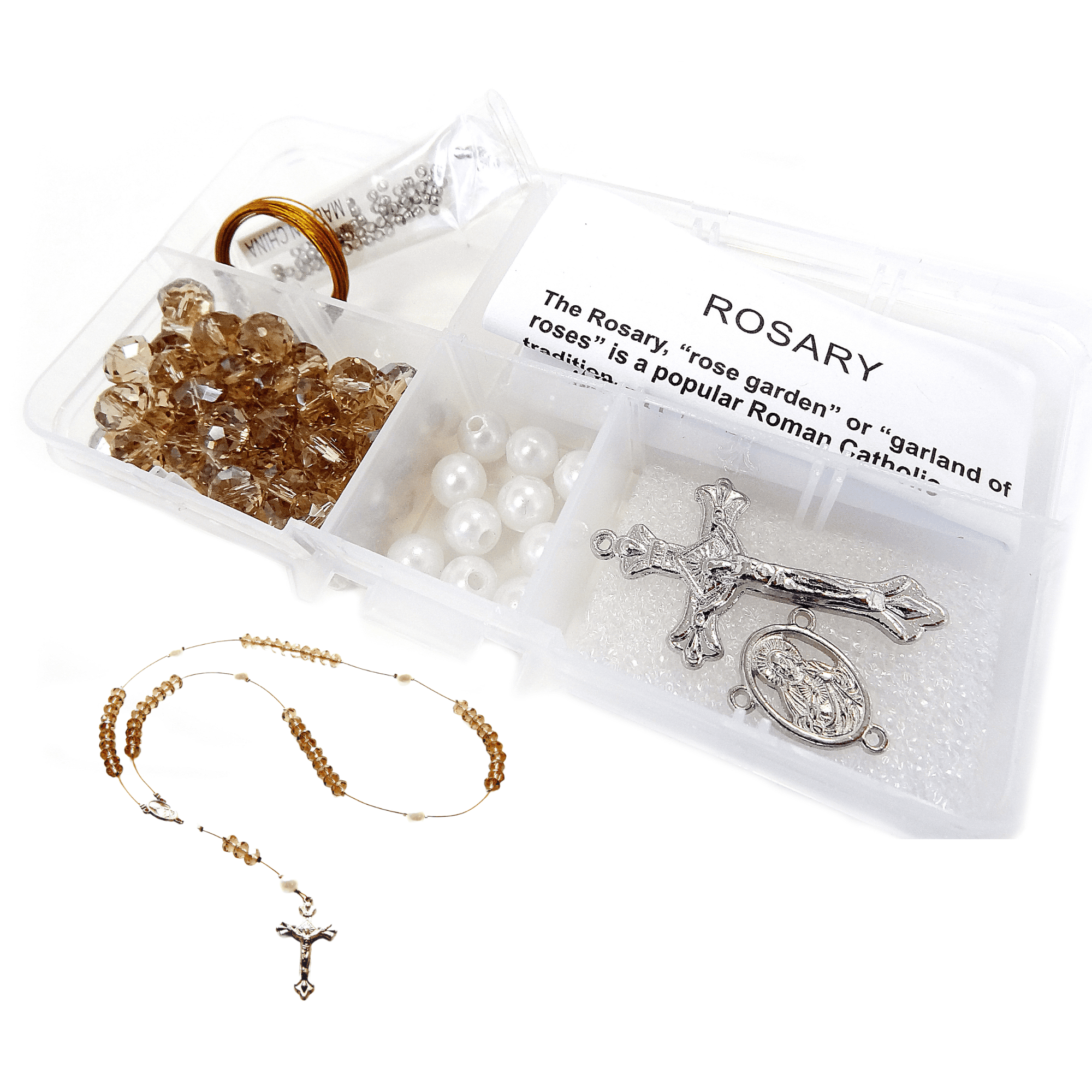 Linpeng Glass Crystal Pearl Beads Rosary Necklace Kit, DIY Jewelry  Supplies, Gift for Beader, 1 Pack
