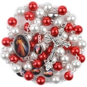 Rosary Necklace Divine Mercy Centerpiece & Cross Crucifix (ROSGPDM-WR)