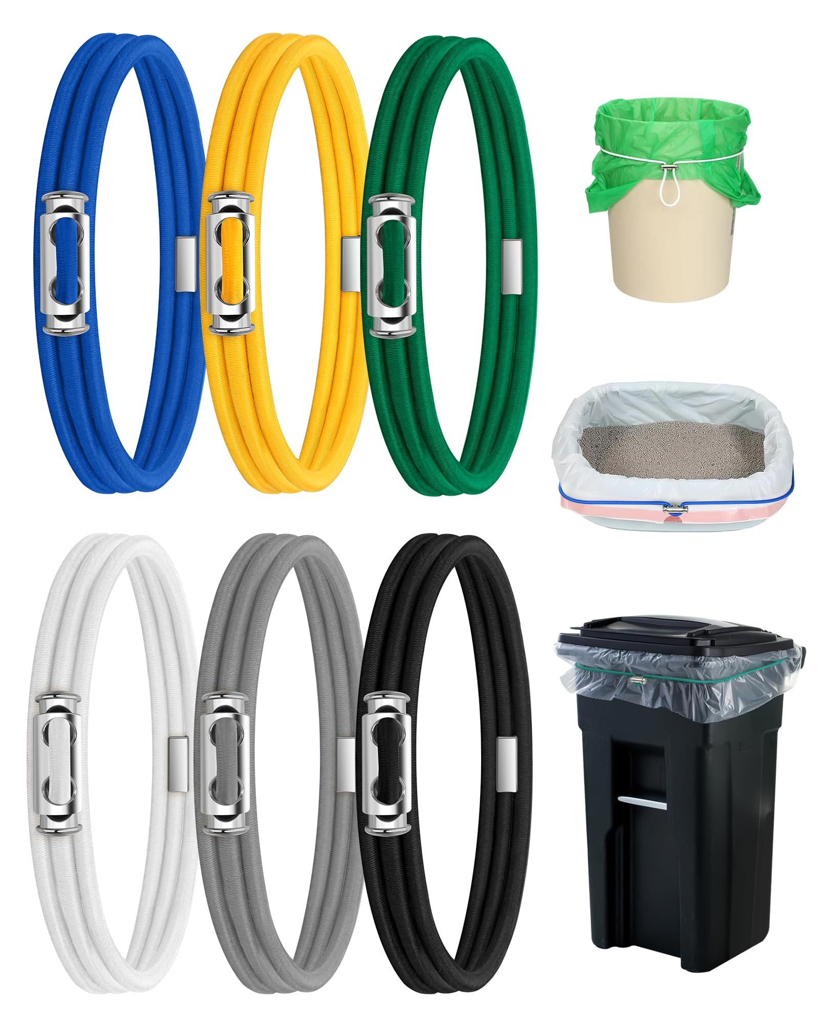 Rosaver Garbage Can Bands Cord Lord Design Adjustable Large Trash Can