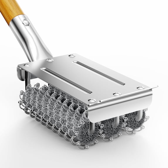 Rosaver Grill Brush with Scraper, Bristle-Free Stainless Steel BBQ Cleaner, Safe for All Grill Types, Detachable Replacement Head, Ideal for Outdoor BBQ & Camping