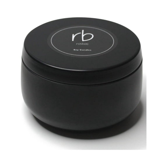 Rosbas Candle, Peppermint & Eucalyptus Scented, Natural Soy Wax, 6 oz Black Tin, Cotton Wick, Long Burn Time, Drawstring Cotton Bag,Home, Handmade in USA