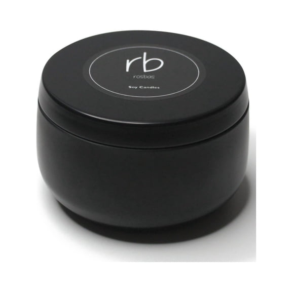 Rosbas Candle, Peppermint & Eucalyptus Scented, Natural Soy Wax, 6 oz Black Tin, Cotton Wick, Long Burn Time, Drawstring Cotton Bag,Home, Handmade in USA