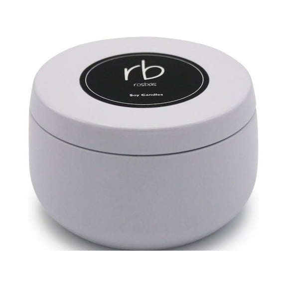 Rosbas Candle, Peppermint & Eucalyptus Scented, Natural Soy Wax, 6 oz White Tin, Cotton Wick, Long Burn Time, Drawstring Cotton Bag, Home, Handmade in USA