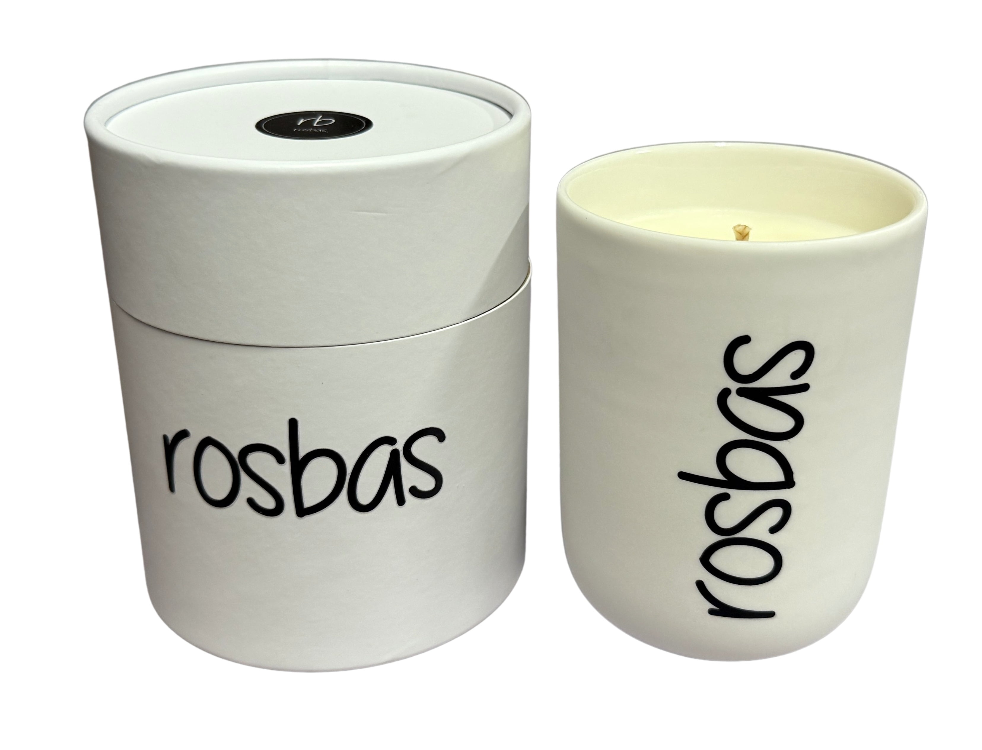 Rosbas, Soy Candle, UnScented, 8 oz White Ceramic Jar, Cotton Wick, Gift Box, Long Burn Time, Home, Handmade in USA