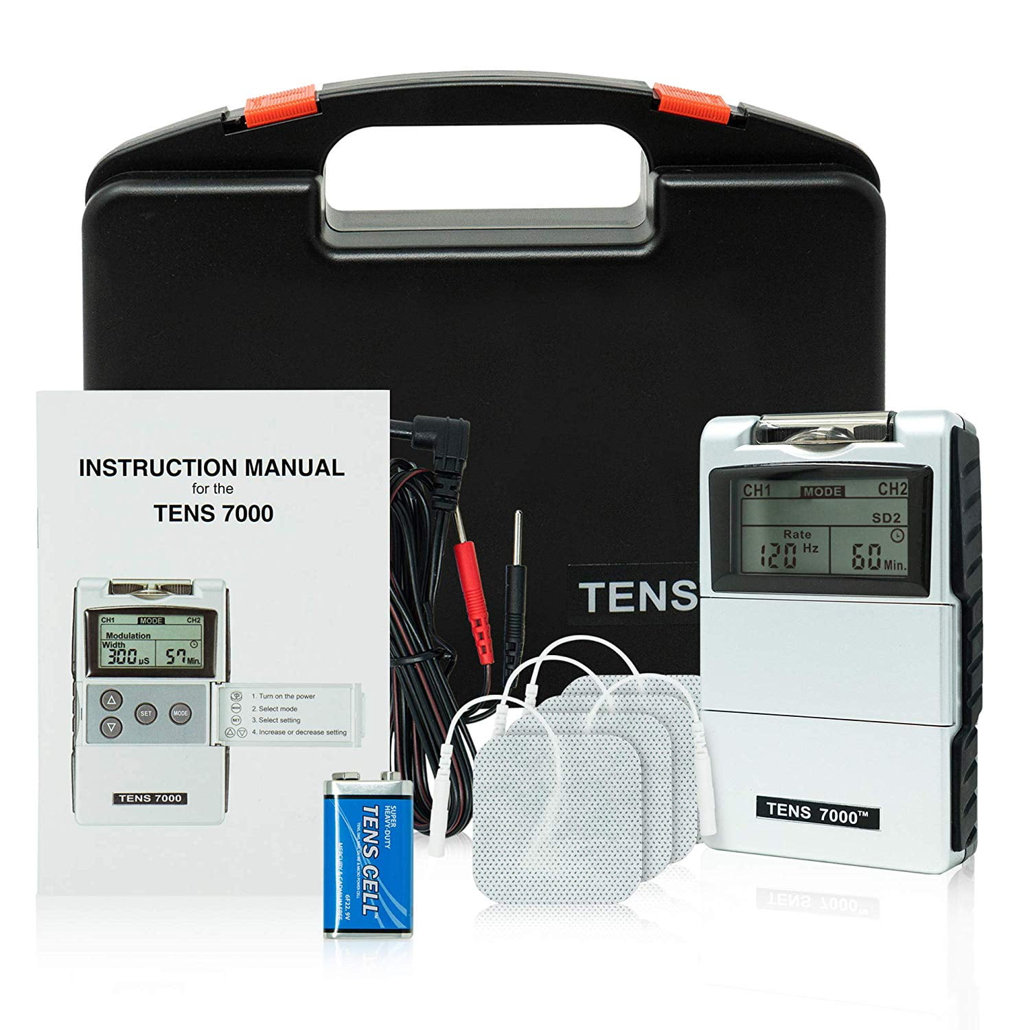 Roscoe Medical Tens 7000 2nd Edition Digital Tens Unit with Accessories-OTC, Size: 8.8 x 2 x 7.8, Silver
