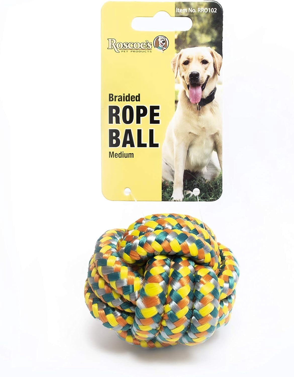 Roscoe's Pet Products Braided Rope Ball Toy for Dogs and Other Small ...