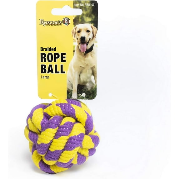 Roscoe's Pet Products Braided Rope Ball Toy for Dogs and Other Small Pets
