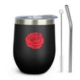 thumbnail image 1 of Rose 12oz Insulated Wine Tumbler with Lid and Straw – Double Wall Vacuum Mug Stainless Steel 304 Interior for Hot & Cold Drinks Coffee, Wine, Cocktails, 1 of 5