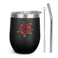 thumbnail image 1 of Rose 12oz Insulated Wine Tumbler with Lid and Straw – Double Wall Vacuum Mug Stainless Steel 304 Interior for Hot & Cold Drinks Coffee, Wine, Cocktails, 1 of 5