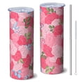 thumbnail image 1 of Rose 20 Oz Stainless Steel Skinny Tumbler – Vacuum Insulated Slim Travel Cup with Lid & Stainless Steel Straw, 360° Full Wrap Printed Tumbler for Home, Office & Outdoor Use, Spring, Floral, 1 of 6