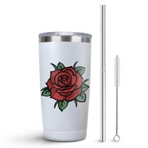 Rose 20oz Coffee Stainless Steel Mobile Tumblers, Vacuum Insulated Mug with Lid, Spill-Proof Travel Cup for Hot & Cold Drinks, for Coffee, Wine, Cocktails, Christmas, Spring