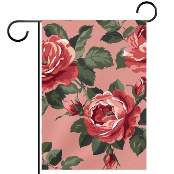 Rose Aesthetic Pattern Welcome Garden Flags, 12 x 18 Inch Double Sided Outdoor Yard Flags Waterproof For Home Outside Patio Lawn Porch