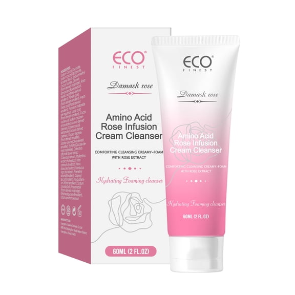 Rose Amino Acid Cleansing Foam, Sulfate-Free Hydrating Korean Face Wash, Gentle Lather, pH-Balanced Skincare Rich Foaming Hydrating Face Wash, Deep Cleansing