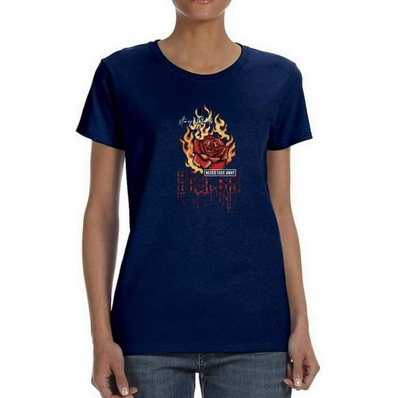 Rose And Fire Burn Out Shaped T-Shirt Women -Image by Shutterstock, Female Small