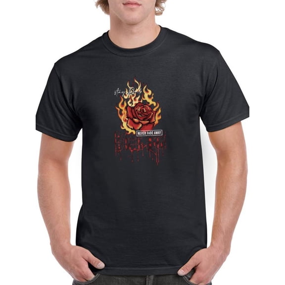 Rose And Fire Burn Out T-Shirt Men -Image by Shutterstock, Male XX-Large