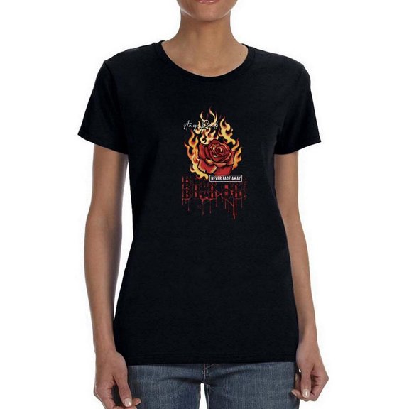 Rose And Fire Burn Out T-Shirt Women -Image by Shutterstock, Female Small