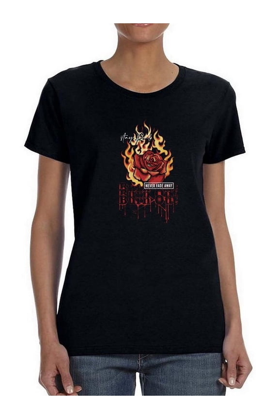 Rose And Fire Burn Out T-Shirt Women -Image by Shutterstock, Female Small