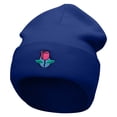 thumbnail image 1 of Rose And Petals Embroidered 12 Inch Long Knitted Beanie - Royal OSFM, 1 of 5