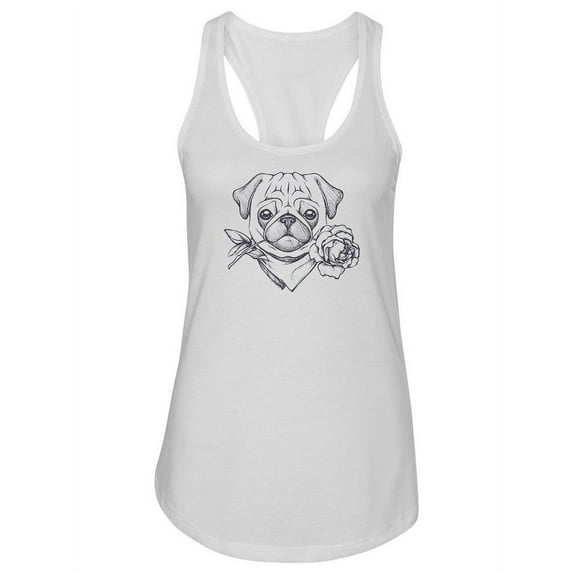 Rose And Pug Sketch Tank Women -Image by Shutterstock, Female x-Small
