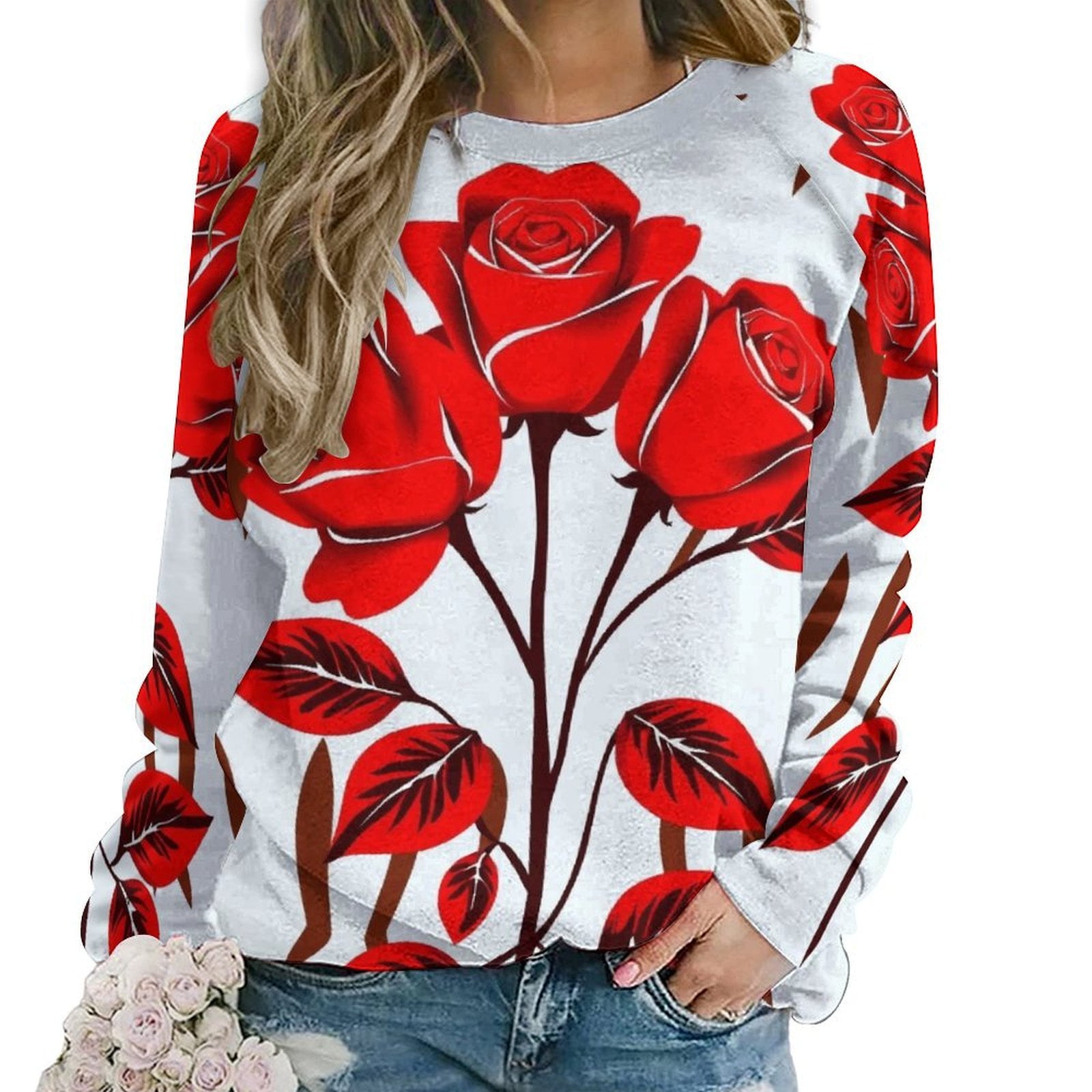 Rose And Zebra Print Pattern Hoodies Female Long Sleeve Casual Hoodie ...