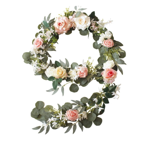 Rose Artificial Flower Wreath for Baby Shower Floral Decor Willow Leaves Wedding Arch Flowers By Leaves