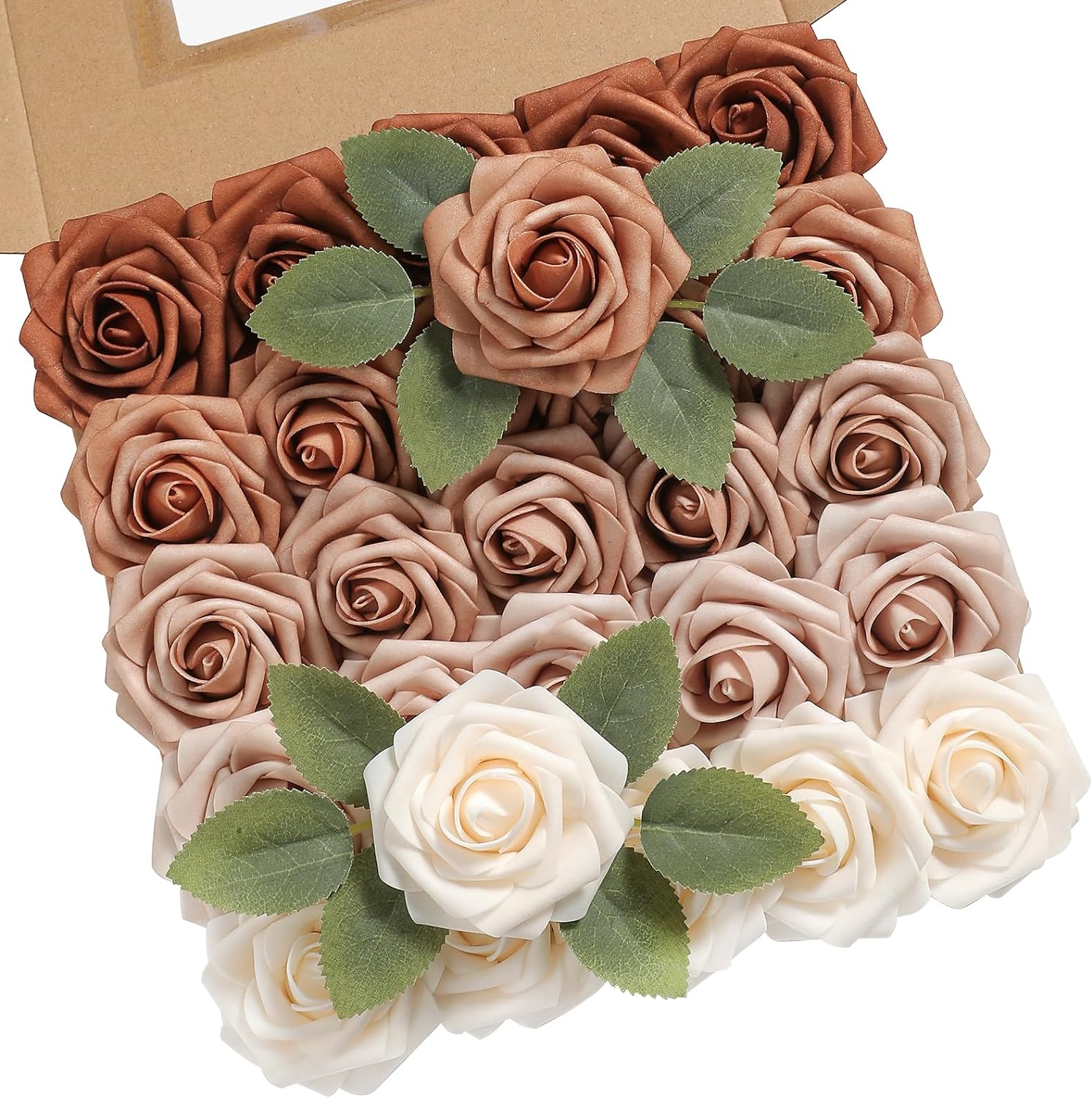 Rose Artificial Flowers 25pcs Dusty Rose Ombre Colors Foam Fake Roses ...