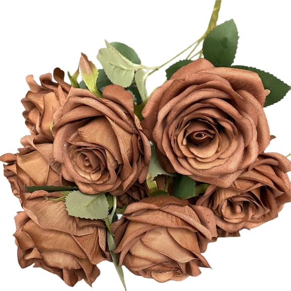 Rose Artificial Flowers, Huge Silk Flowers Bouquet with 9pcs Big Rose Flower Head, Artificial Roses for Wedding Centerpieces Bridal Bouquet Mother's Day Valentine's Day Home Decor