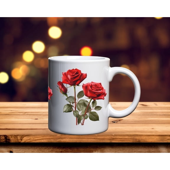Rose B1Ouquet Mug, Floral Coffee Cup, Pink and Red Roses Gift, B1OtaniC1Al Tea Cup, Gardener Gift for Mom, Romantic VaL1entine's Day Present