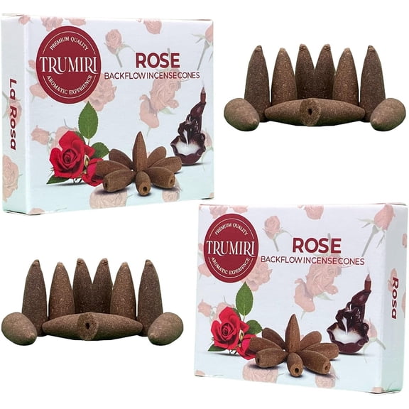 Rose Backflow Incense Cones - Total 20 Incense Cones Waterfall - Dual Pack of 10 Incense Backflow Cones - Waterfall Incense Cones - Incense Waterfall Cones