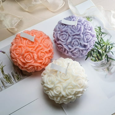 Rose Ball Scented Candle - Romantic 3-Color Valentine's Day Aromatherapy Decor, Natural Wax, Stress-Relief Home Fragrance for Bedroom, Office, Living Room - 380g Eco-Friendly Love Gift