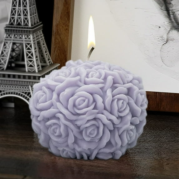 Rose Ball Scented Candle - Roses fall decor Candles, wildflowers decor, birthday anniversary gifts for her, Shelf Decor flowers for Decorations for Living Room Aesthetic Candle