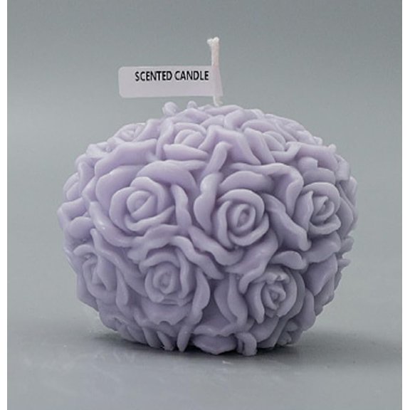 Rose Ball Shaped Aesthetic Scented Candle,380G Handmade Spherical Rose Flower Soy Wax Aroma Art Decorative Candle for Table Photo Prop,Prefect Gift for Meditation Stress Relief Mood Boosting (Purple)