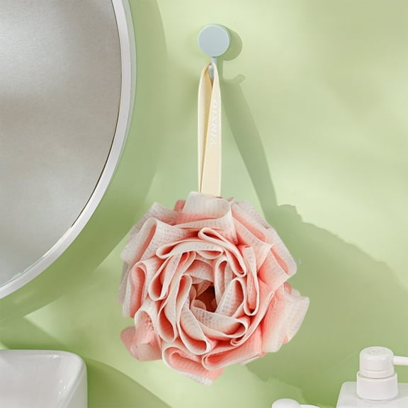 Rose Bath Double Layer Bath Sponge, With Hook, Polyester Material, Super Soft Friendly, Rich Foam, Multiple Colors, Holiday Gift, Safe to Use